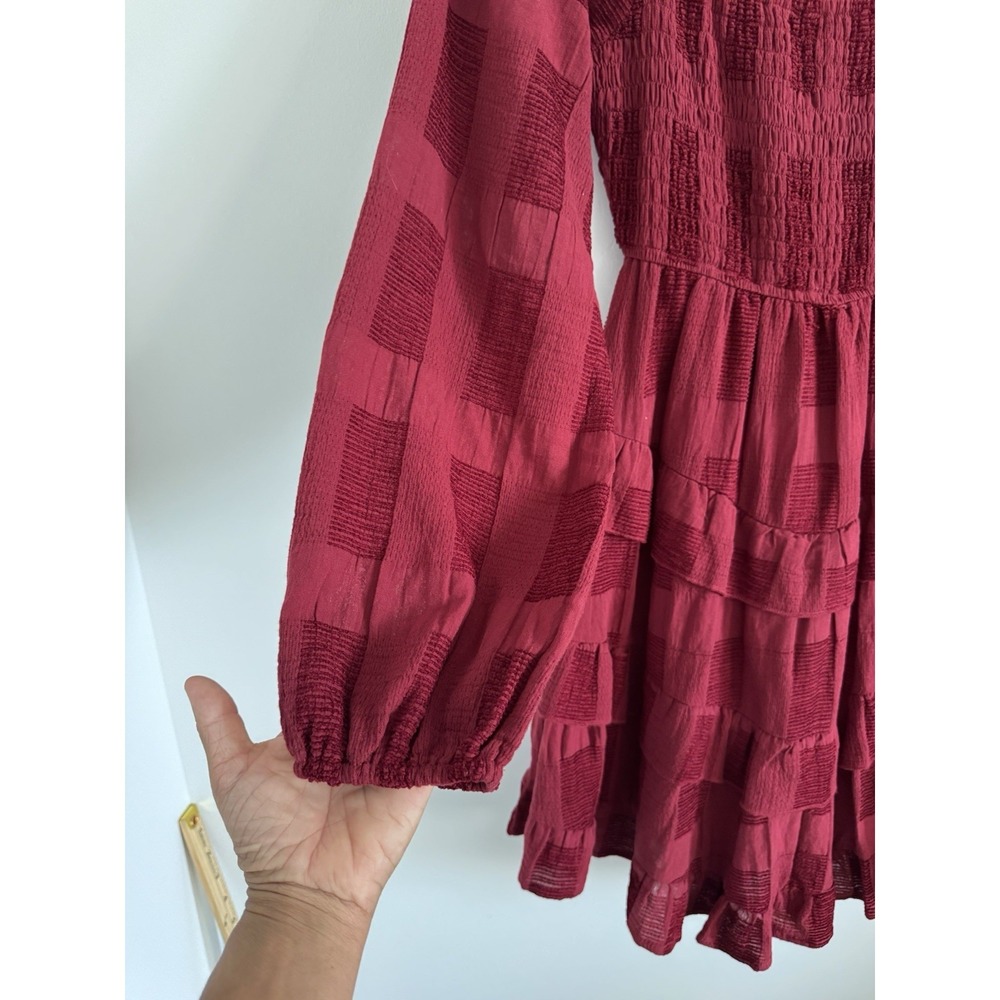 Altar'd State Dress Womens Burgundy Lined Long Sleeve S - Picture 4 of 10